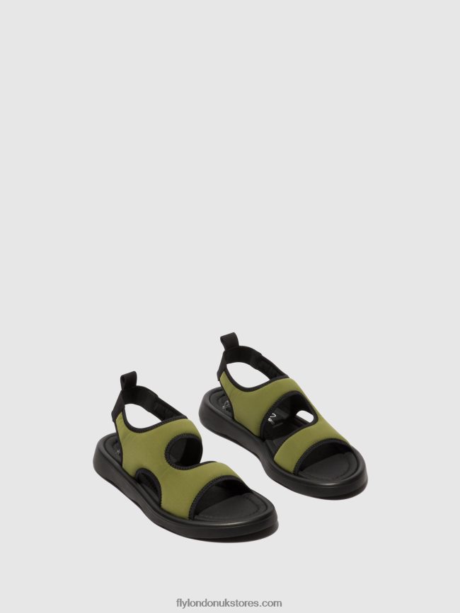 Sling-Back Sandals TREQ930 Women Fly London 4V24RT451 OLIVE/BLACK