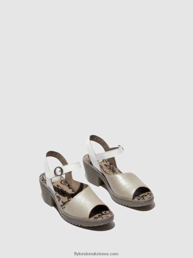 Sling-Back Sandals WELY439 Women Fly London 4V24RT444 SILVER/OFFWHITE