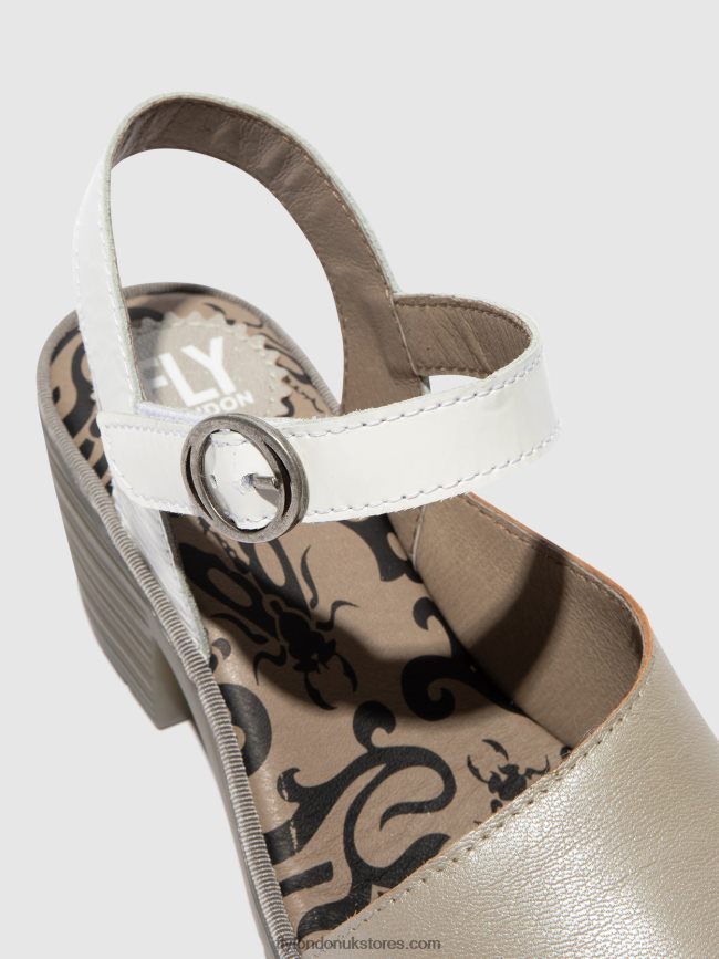 Sling-Back Sandals WELY439 Women Fly London 4V24RT444 SILVER/OFFWHITE