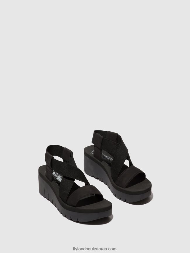 Sling-Back Sandals YABI922 Women Fly London 4V24RT445 BLACK