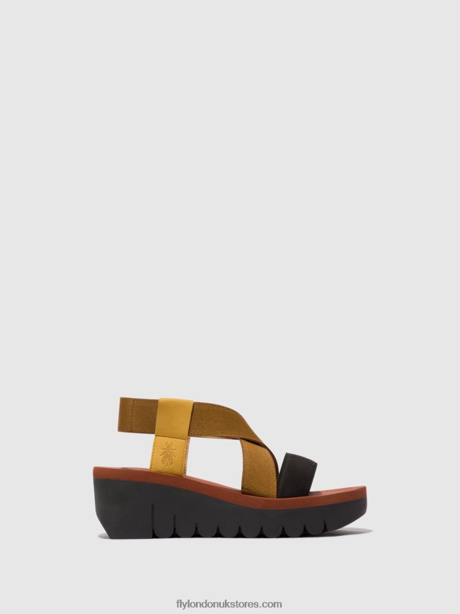 Sling-Back Sandals YABI922 Women Fly London 4V24RT446 BUMBLEBEE/CAMEL/BLACK