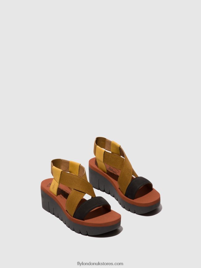 Sling-Back Sandals YABI922 Women Fly London 4V24RT446 BUMBLEBEE/CAMEL/BLACK