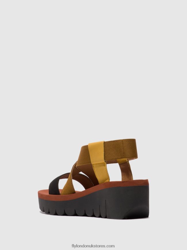 Sling-Back Sandals YABI922 Women Fly London 4V24RT446 BUMBLEBEE/CAMEL/BLACK