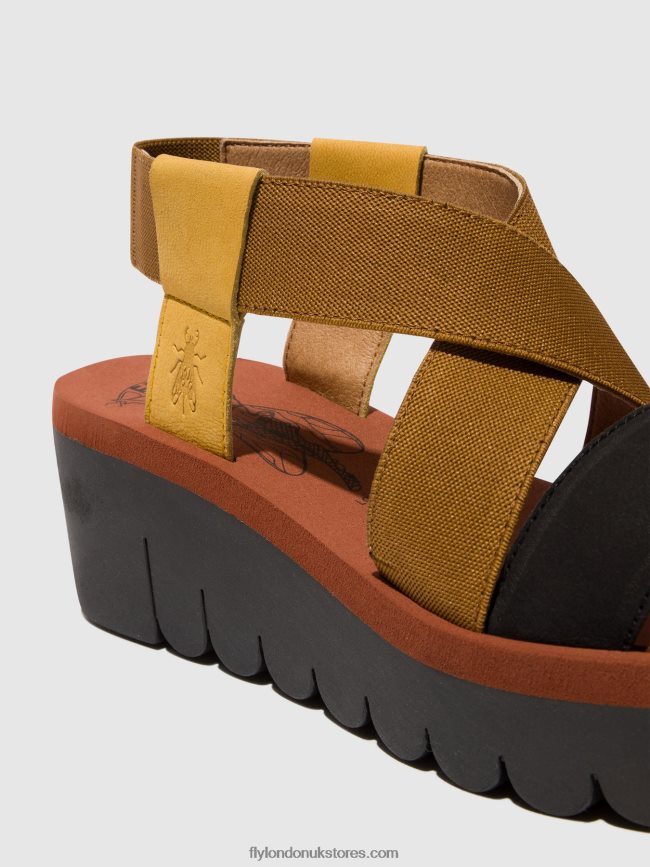 Sling-Back Sandals YABI922 Women Fly London 4V24RT446 BUMBLEBEE/CAMEL/BLACK