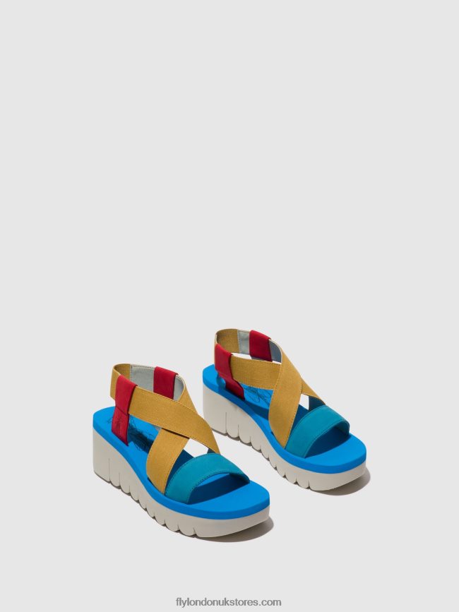 Sling-Back Sandals YABI922 Women Fly London 4V24RT448 LIPSTICK RED/YELLOW/AZURRE