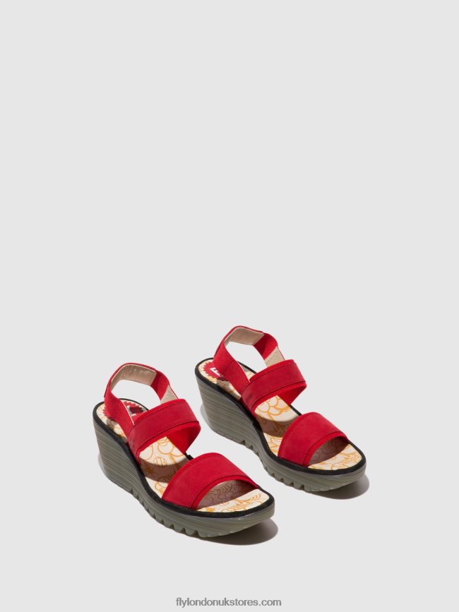 Sling-Back Sandals YACO416 Women Fly London 4V24RT436 LIPSTICK RED