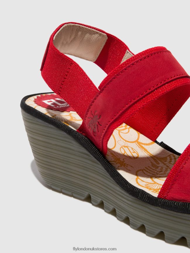 Sling-Back Sandals YACO416 Women Fly London 4V24RT436 LIPSTICK RED