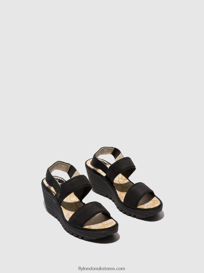Sling-Back Sandals YACO416 Women Fly London 4V24RT437 BLACK