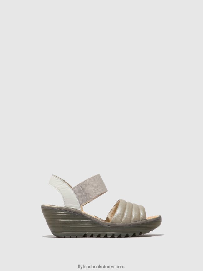 Sling-Back Sandals YIKO414 Women Fly London 4V24RT435 SILVER/OFFWHITE