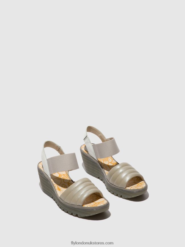 Sling-Back Sandals YIKO414 Women Fly London 4V24RT435 SILVER/OFFWHITE