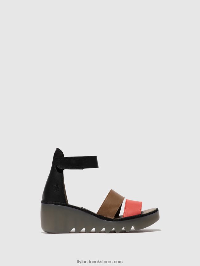 Strappy Sandals BONO290 Women Fly London 4V24RT423 RASPBERRY/GROUND/BLACK