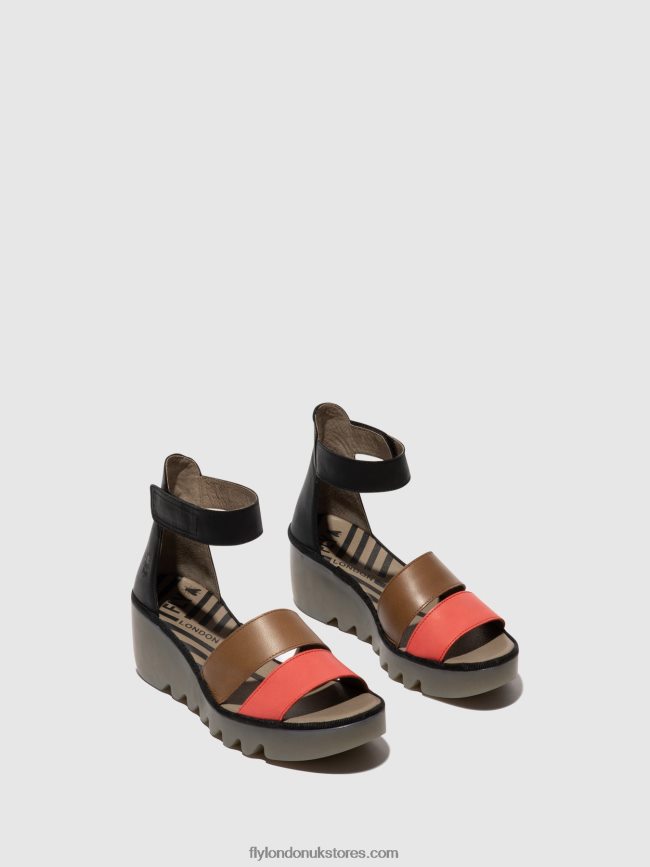 Strappy Sandals BONO290 Women Fly London 4V24RT423 RASPBERRY/GROUND/BLACK
