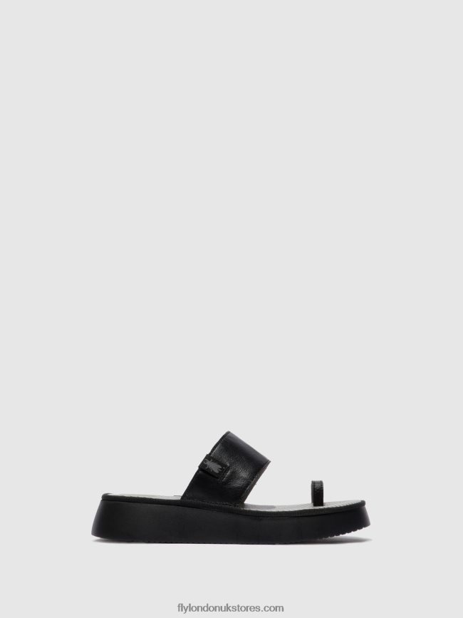 Strappy Sandals CHEV316 Women Fly London 4V24RT607 MOUSSE BLACK