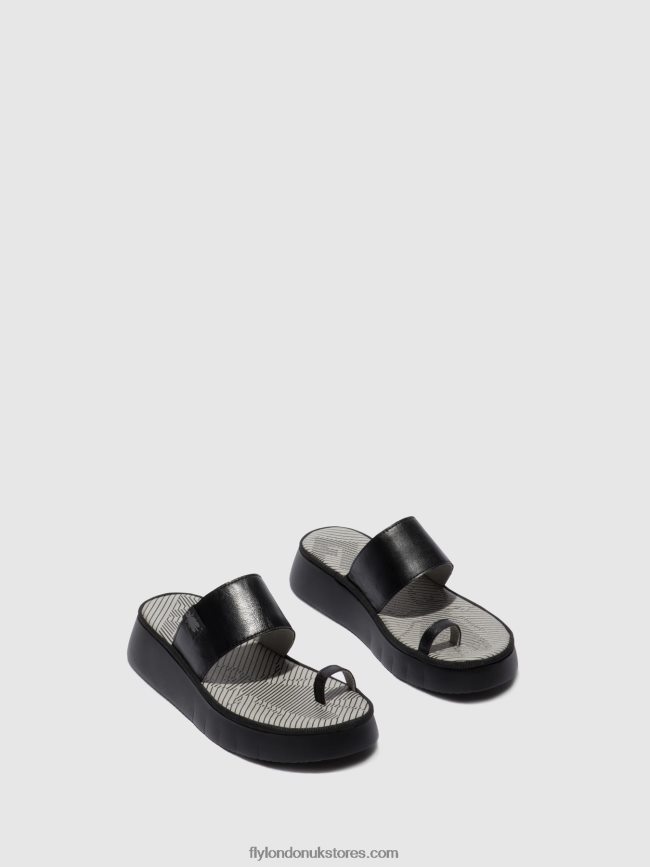 Strappy Sandals CHEV316 Women Fly London 4V24RT607 MOUSSE BLACK