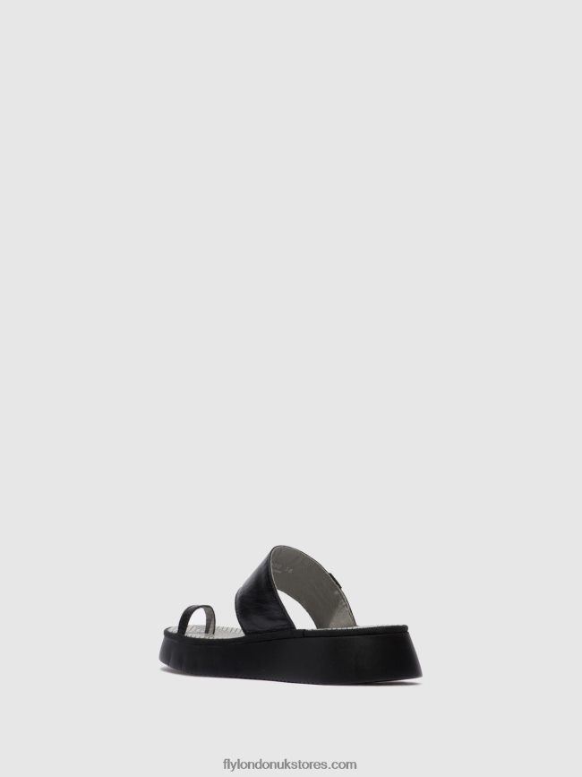Strappy Sandals CHEV316 Women Fly London 4V24RT607 MOUSSE BLACK
