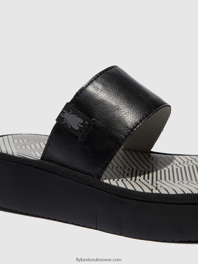 Strappy Sandals CHEV316 Women Fly London 4V24RT607 MOUSSE BLACK