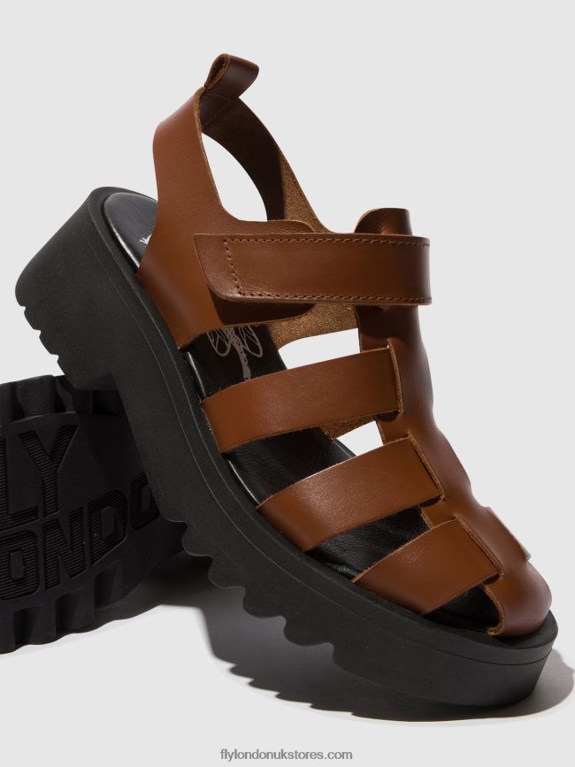 Strappy Sandals MAIE850 Women Fly London 4V24RT534 COGNAC