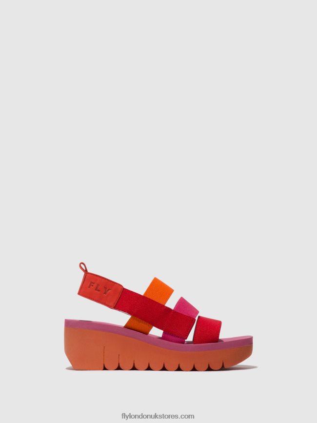 Strappy Sandals YERE847 Women Fly London 4V24RT426 RED/ORANGE (ROSE)