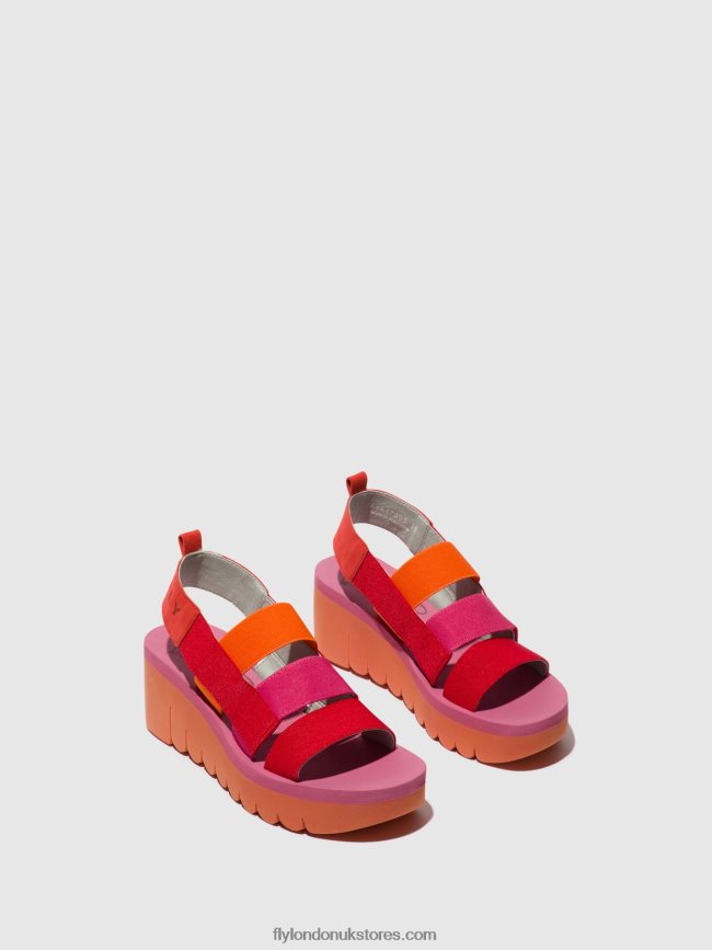 Strappy Sandals YERE847 Women Fly London 4V24RT426 RED/ORANGE (ROSE)
