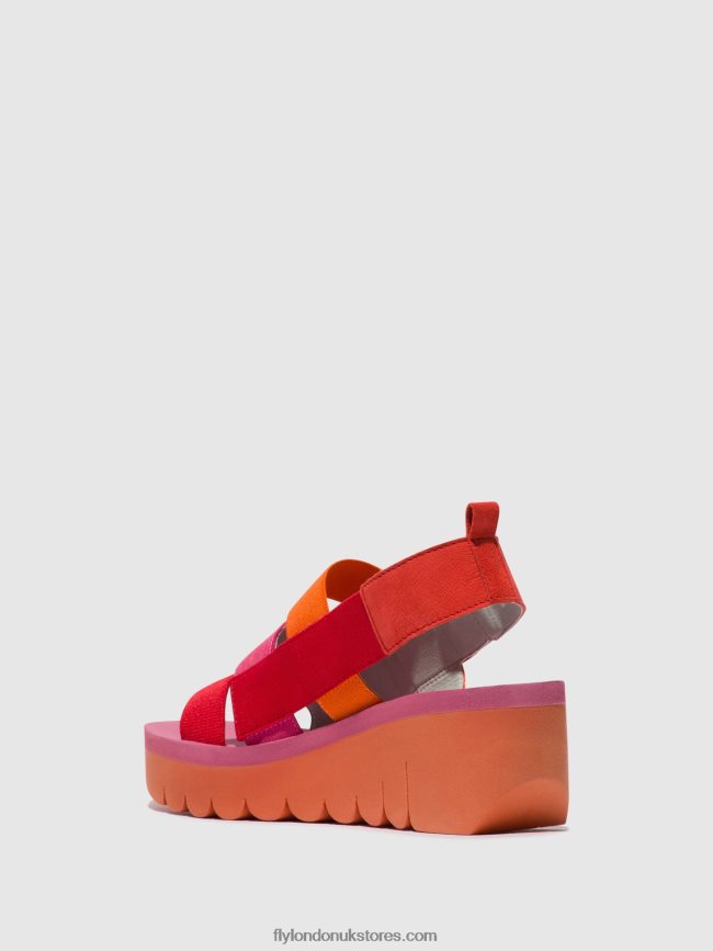 Strappy Sandals YERE847 Women Fly London 4V24RT426 RED/ORANGE (ROSE)
