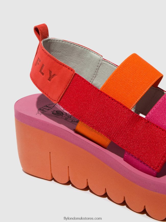 Strappy Sandals YERE847 Women Fly London 4V24RT426 RED/ORANGE (ROSE)