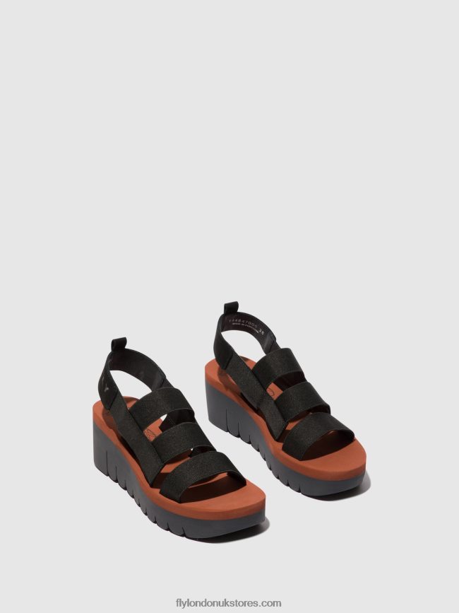 Strappy Sandals YERE847 Women Fly London 4V24RT536 BLACK (BRICK)