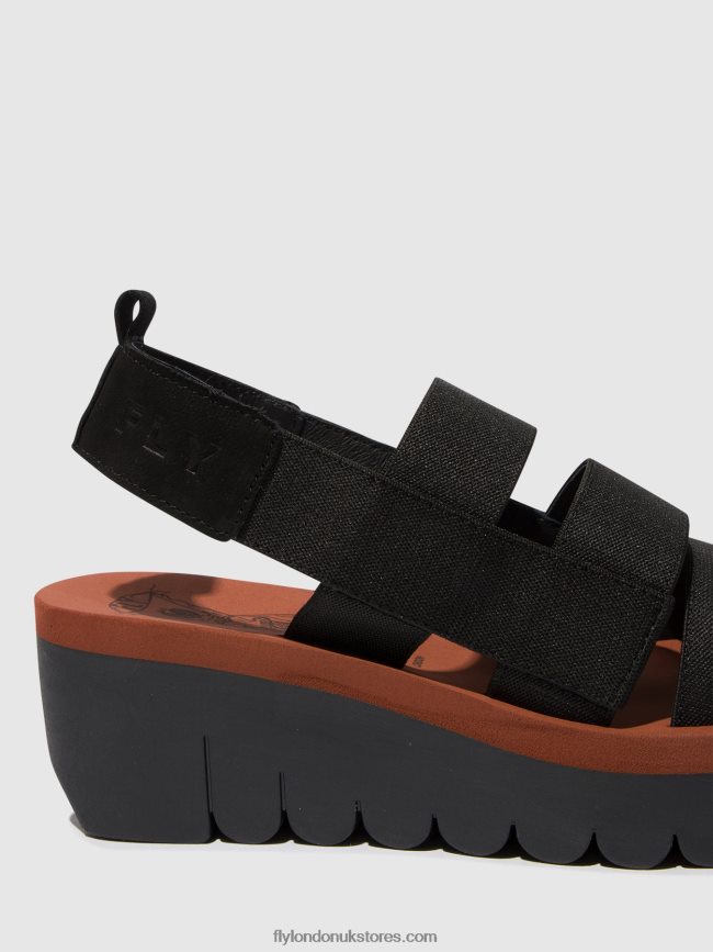 Strappy Sandals YERE847 Women Fly London 4V24RT536 BLACK (BRICK)