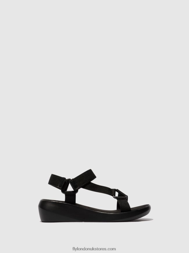 T-Strap Sandals BREK840 Women Fly London 4V24RT581 BLACK