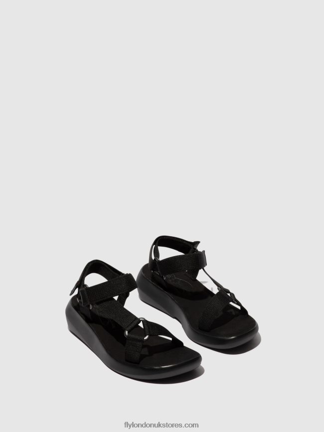 T-Strap Sandals BREK840 Women Fly London 4V24RT581 BLACK