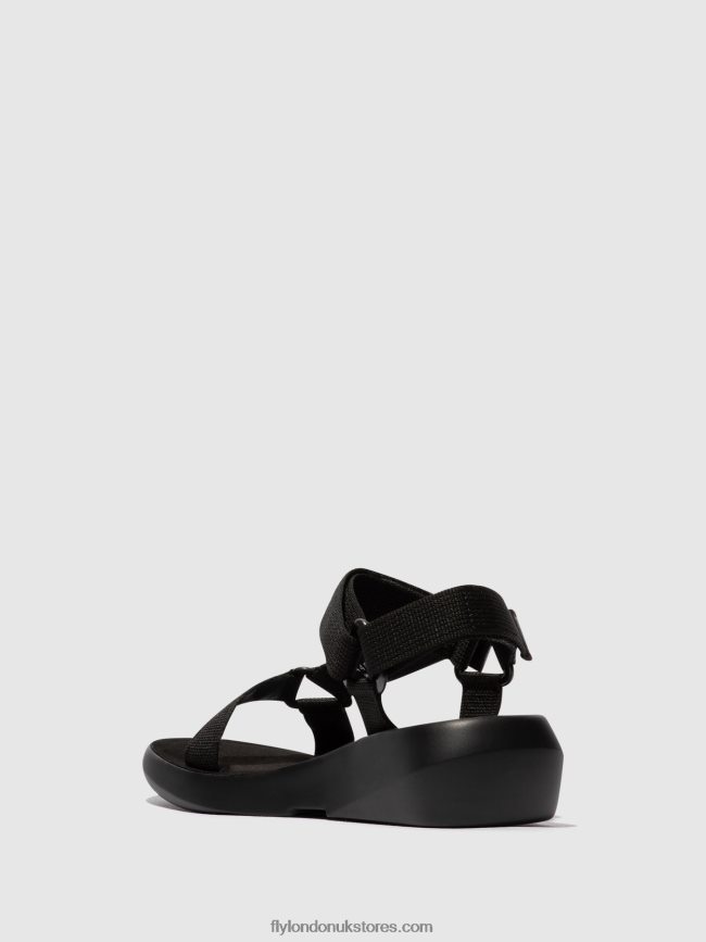 T-Strap Sandals BREK840 Women Fly London 4V24RT581 BLACK
