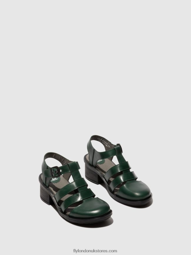 T-Strap Sandals CAHY195 Women Fly London 4V24RT417 PETROL