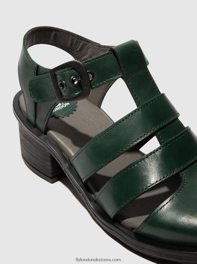 T-Strap Sandals CAHY195 Women Fly London 4V24RT417 PETROL