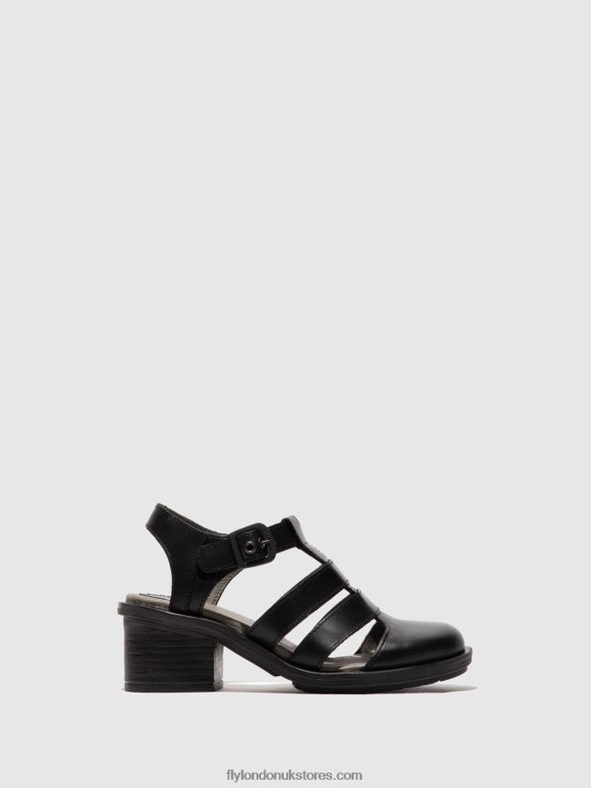 T-Strap Sandals CAHY195 Women Fly London 4V24RT420 BLACK
