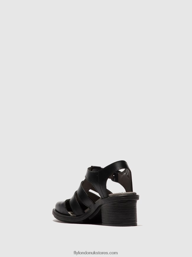 T-Strap Sandals CAHY195 Women Fly London 4V24RT420 BLACK