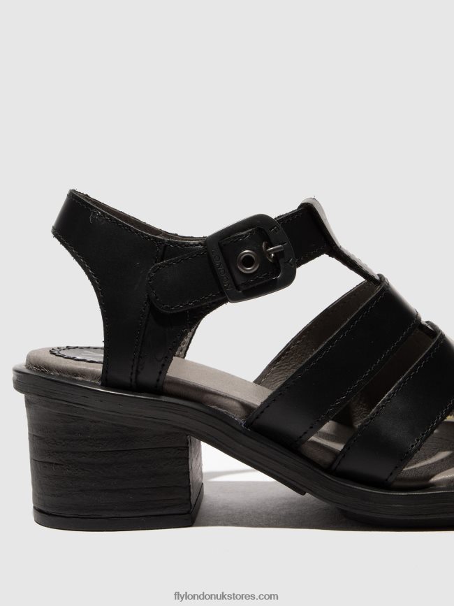 T-Strap Sandals CAHY195 Women Fly London 4V24RT420 BLACK