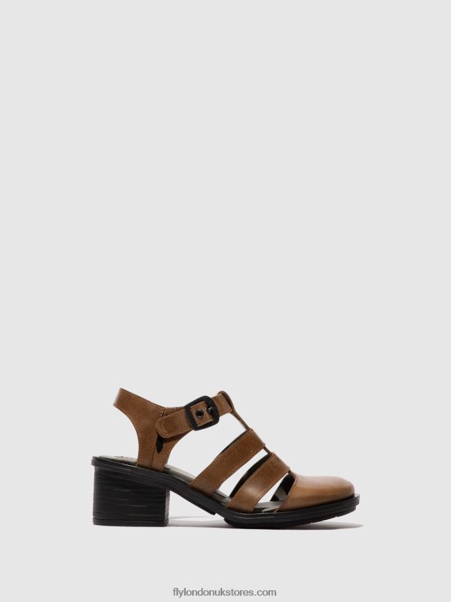 T-Strap Sandals CAHY195 Women Fly London 4V24RT421 CAMEL