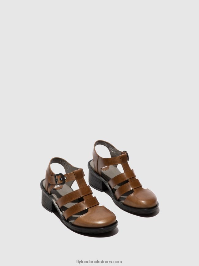T-Strap Sandals CAHY195 Women Fly London 4V24RT421 CAMEL