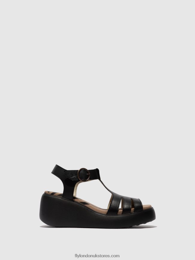 T-Strap Sandals DUMA955 Women Fly London 4V24RT413 BLACK