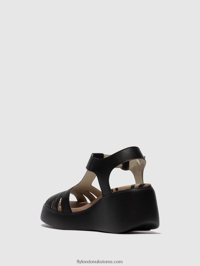 T-Strap Sandals DUMA955 Women Fly London 4V24RT413 BLACK