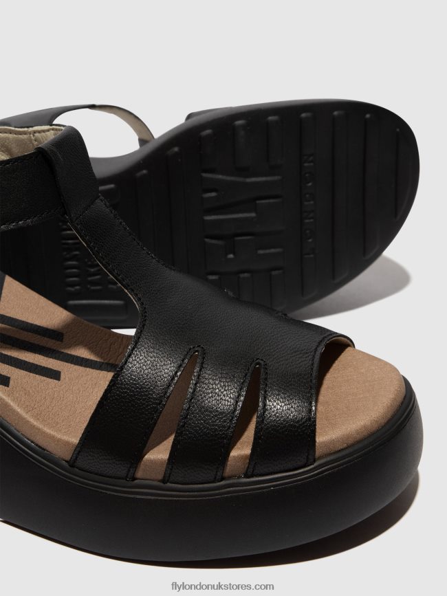 T-Strap Sandals DUMA955 Women Fly London 4V24RT413 BLACK