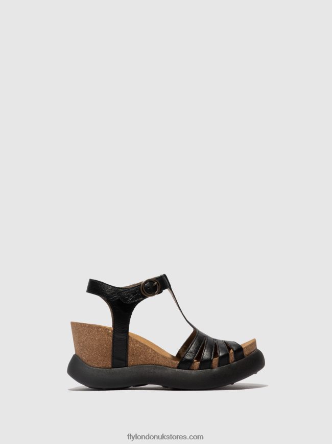 T-Strap Sandals GAIT959 Women Fly London 4V24RT408 BLACK