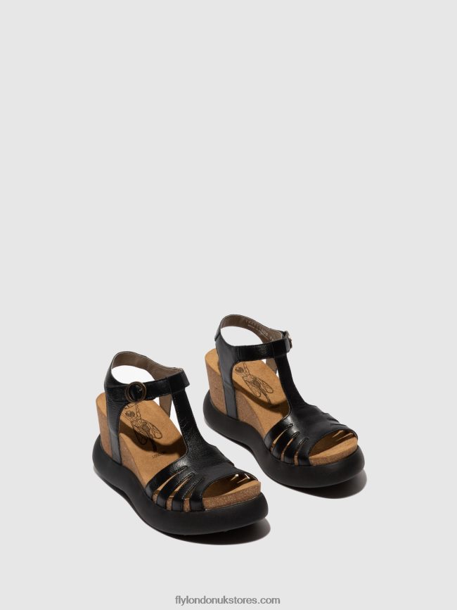 T-Strap Sandals GAIT959 Women Fly London 4V24RT408 BLACK