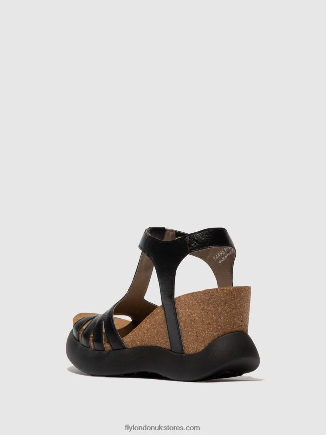 T-Strap Sandals GAIT959 Women Fly London 4V24RT408 BLACK