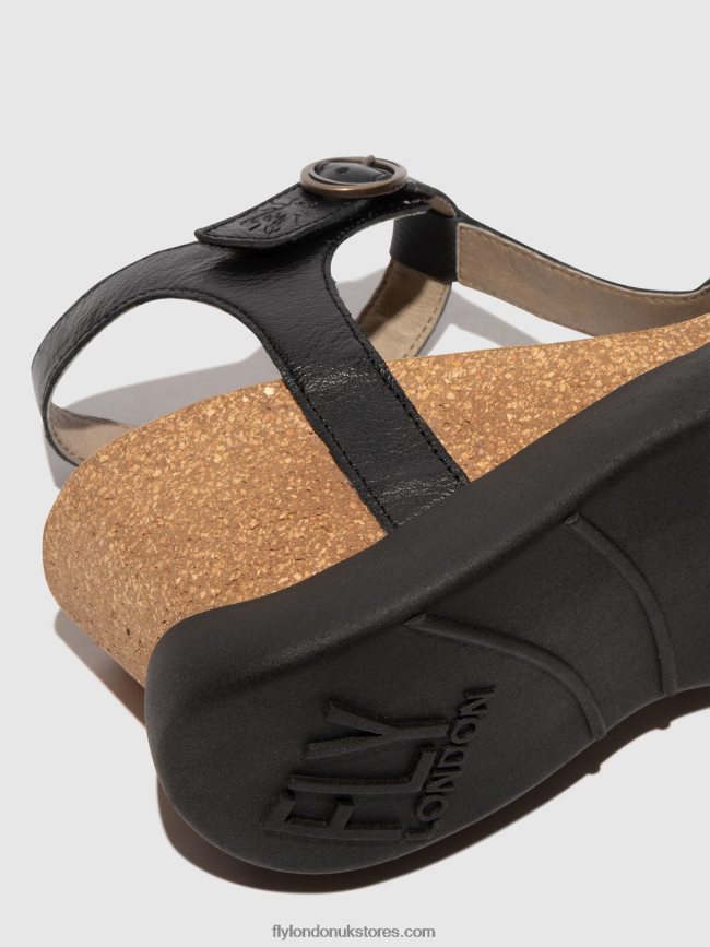 T-Strap Sandals GAIT959 Women Fly London 4V24RT408 BLACK