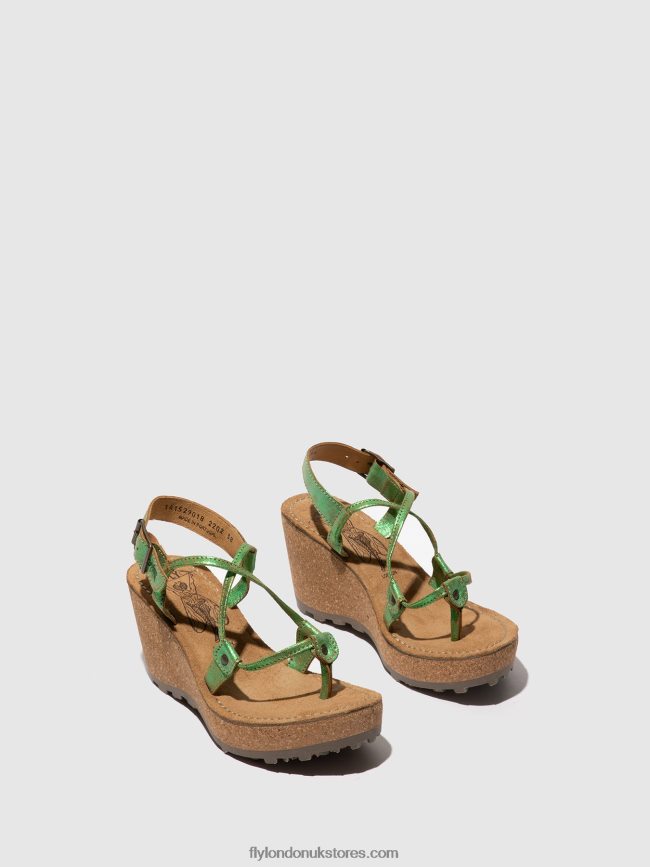 T-Strap Sandals GOSH Women Fly London 4V24RT517 GREEN
