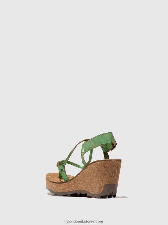 T-Strap Sandals GOSH Women Fly London 4V24RT517 GREEN