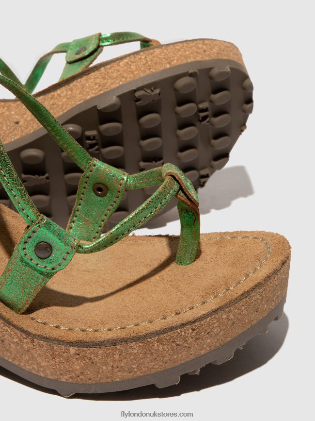 T-Strap Sandals GOSH Women Fly London 4V24RT517 GREEN