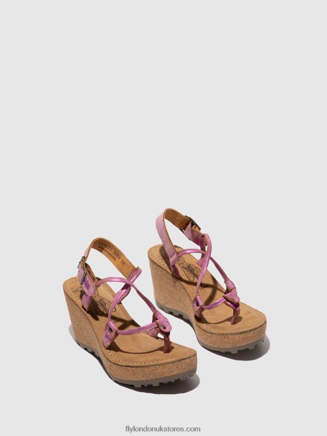 T-Strap Sandals GOSH Women Fly London 4V24RT518 PINK