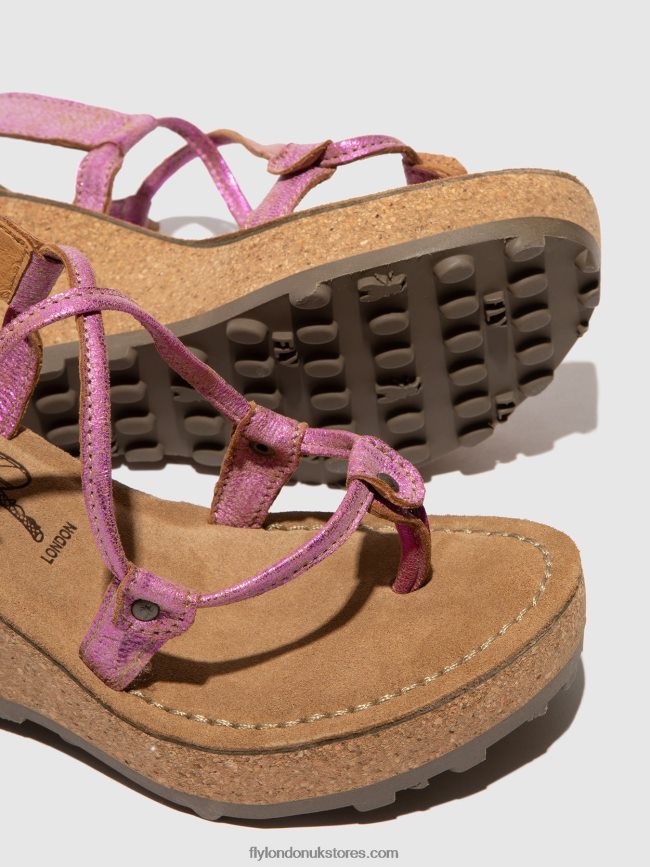 T-Strap Sandals GOSH Women Fly London 4V24RT518 PINK