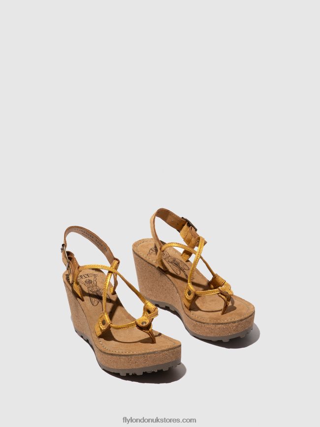 T-Strap Sandals GOSH Women Fly London 4V24RT519 YELLOW